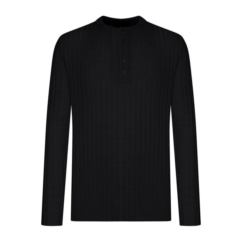 Amiri Men Henley Long-Sleeved Ribbed Knit Sweater